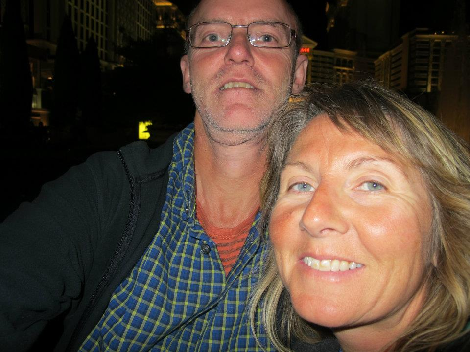 Helen og Steffen på Las Vegas Strip om kvelden